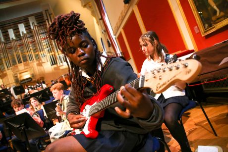 A Modulo guitarist rehearses at Royal Academy of Music