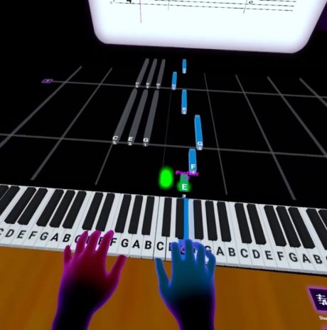 a view of an app teaching someone to play the piano