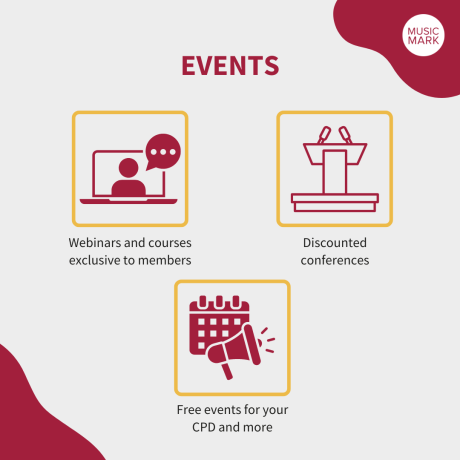 Music Mark Events. Webinars and courses exclusive to members. Discounted conferences. Free events for your CPD and more